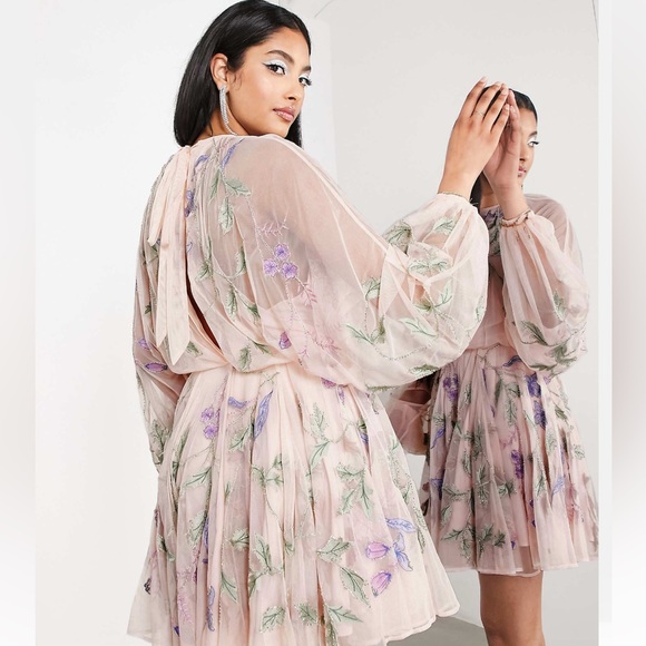 NWT Floral Embroidered Mesh Dress - Picture 6 of 6